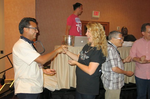 Participants play games like Rock, Paper, Scissors for great prizes
